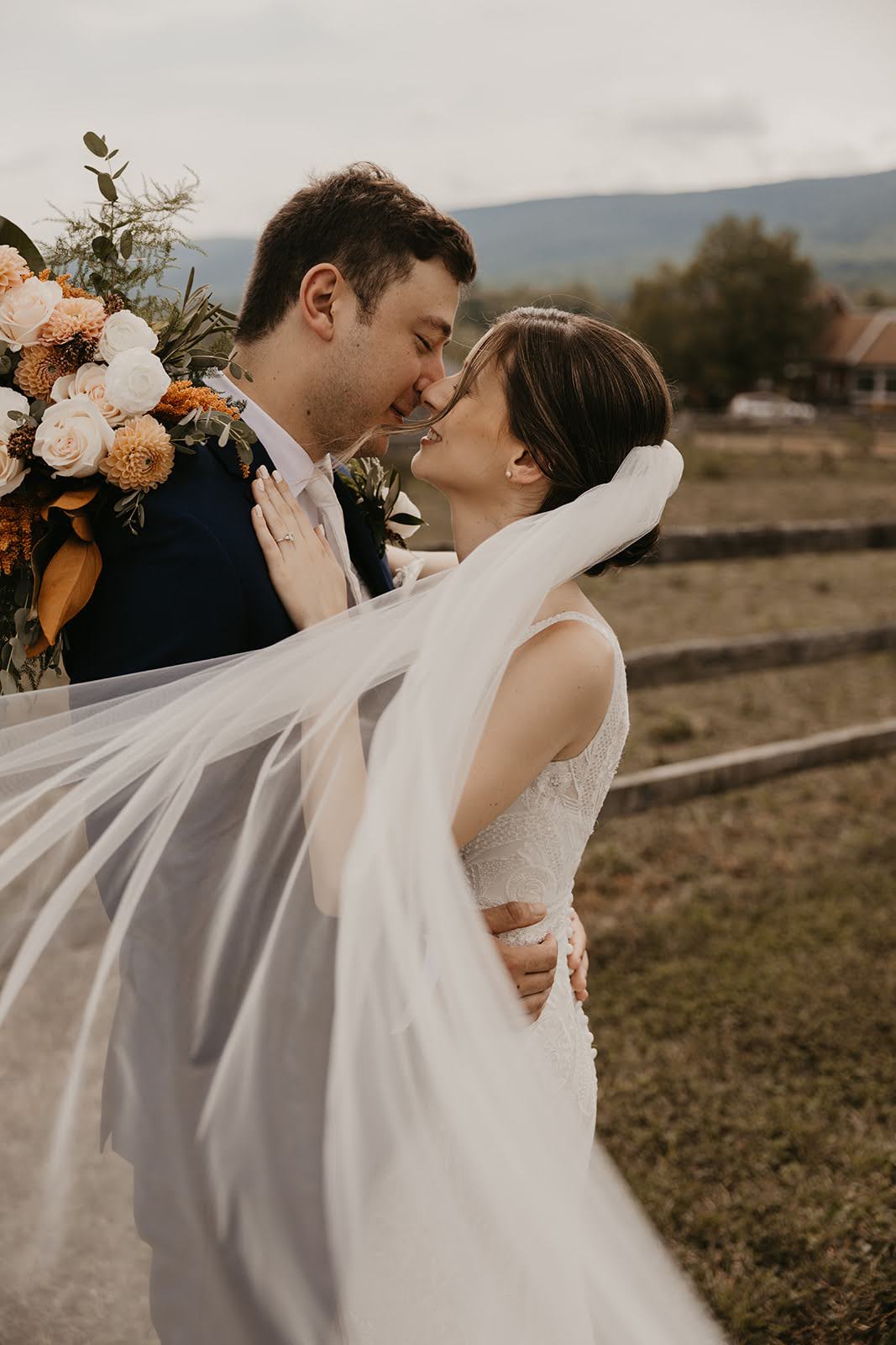 Intimate wedding ceremony mountain view New Leaf Farm Waymart Pennsylvania